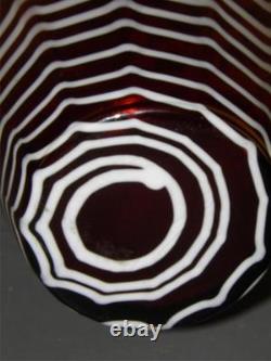 Vintage Venetian Art Glass Amber & White Vase 12 1/4'