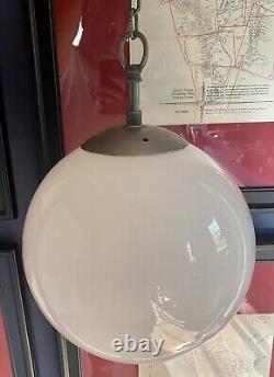 Vintage Very Large 30cm Opaline Glass Globe Lights Monks Cap Gallery 5 Available