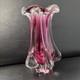 Vintage Vibrant Mid Century Josef Hospodka Chribska 20cm Glass Vase Heavy 1.7kg