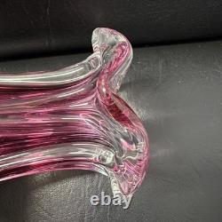 Vintage Vibrant Mid Century Josef Hospodka Chribska 20cm Glass Vase Heavy 1.7kg