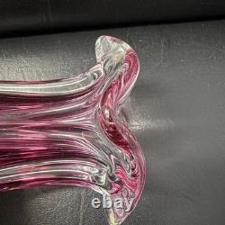 Vintage Vibrant Mid Century Josef Hospodka Chribska 20cm Glass Vase Heavy 1.7kg