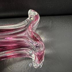 Vintage Vibrant Mid Century Josef Hospodka Chribska 20cm Glass Vase Heavy 1.7kg