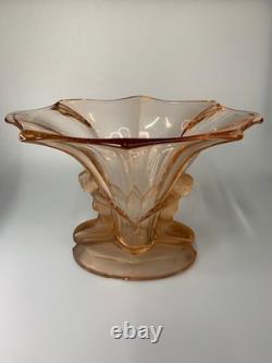 Vintage Walther & Sohne 1930's Art Deco Pink Glass Vase