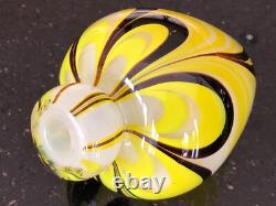 Vintage Yellow, White and Brown Art Glass Bud Vase