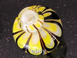 Vintage Yellow, White and Brown Art Glass Bud Vase