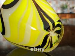 Vintage Yellow, White and Brown Art Glass Bud Vase