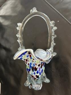 Vintage mid century Murano Glass Basket Vase