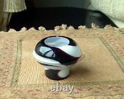 Vintage white and maroon cased glass vase. Carlo Moretti Murano Italy. 1970-79