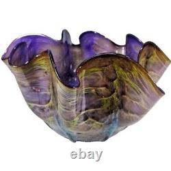 Vitrix Hot Glass Studio Art Glass Vase Purple Green Blue Organic Abstract LOOK