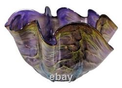 Vitrix Hot Glass Studio Art Glass Vase Purple Green Blue Organic Abstract LOOK