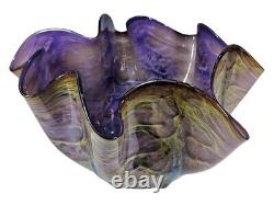 Vitrix Hot Glass Studio Art Glass Vase Purple Green Blue Organic Abstract LOOK