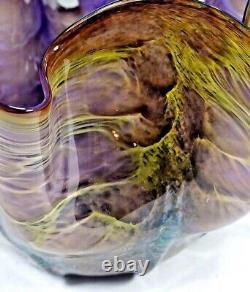 Vitrix Hot Glass Studio Art Glass Vase Purple Green Blue Organic Abstract LOOK