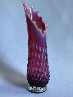 Vtg 11 Fenton Plum Opalescent Hobnail Swung Art Glass Vase