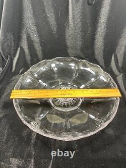 Vtg Duncan Miller Art Glass Clear 3 Piece Fruit Platter & Vase 16.75 in Epergne