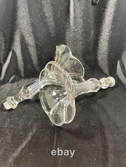 Vtg Duncan Miller Art Glass Clear 3 Piece Fruit Platter & Vase 16.75 in Epergne