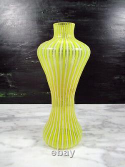 Vtg Fratelli Toso'a Canne' Filigrana Italian Murano Art Glass Vase Yellow White