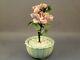 Vtg Jade Glass Bonsai Tree Chinese Japanese Art Oriental Flower Blossom In Vase