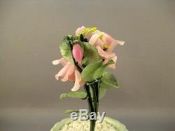 Vtg Jade Glass Bonsai Tree Chinese Japanese Art Oriental Flower Blossom in Vase