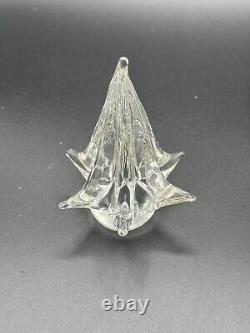 Vtg Murano Clear Hand Blown Art Glass Crystal Xmas Tree 5 PAPERWEIGHT Figure