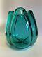 W Anderson Pinched Late 1940 Sea Green Vase. Blenko Art Glass