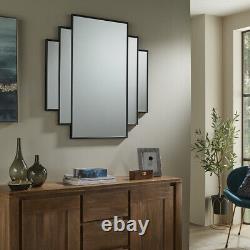 Wall Mirror BlackFrame Handcrafted ArtDeco Design H 90cmxW 90cmxD 2cm-Charleston