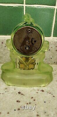 Walther and sohne art deco green glass clock matching vases