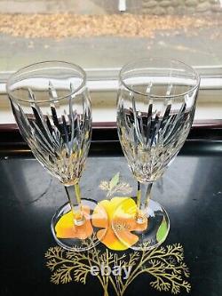 Waterford Carina Champagne Flute Barware Crystal Signed Set Of 2