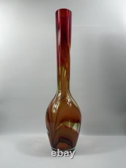 Waterford Evolution 24 Art Glass Vase Red Amber Swirl Tall Modern Decor Crystal