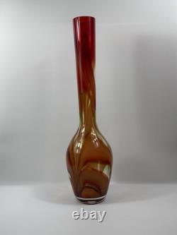 Waterford Evolution 24 Art Glass Vase Red Amber Swirl Tall Modern Decor Crystal
