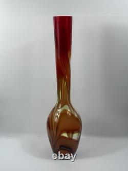 Waterford Evolution 24 Art Glass Vase Red Amber Swirl Tall Modern Decor Crystal