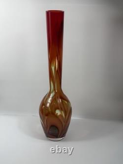 Waterford Evolution 24 Art Glass Vase Red Amber Swirl Tall Modern Decor Crystal