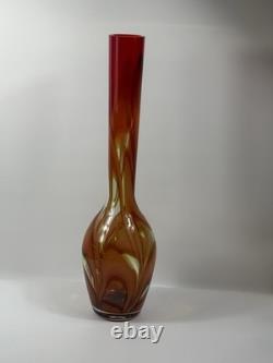 Waterford Evolution 24 Art Glass Vase Red Amber Swirl Tall Modern Decor Crystal