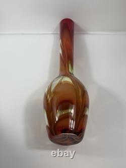 Waterford Evolution 24 Art Glass Vase Red Amber Swirl Tall Modern Decor Crystal