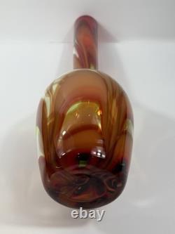 Waterford Evolution 24 Art Glass Vase Red Amber Swirl Tall Modern Decor Crystal