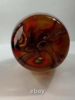 Waterford Evolution 24 Art Glass Vase Red Amber Swirl Tall Modern Decor Crystal