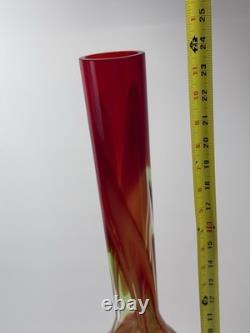Waterford Evolution 24 Art Glass Vase Red Amber Swirl Tall Modern Decor Crystal