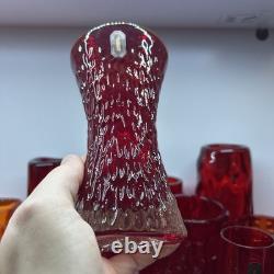 Whitefriars Geoffrey Baxter Ruby Red Hourglass Vase 9836 Original Sticker