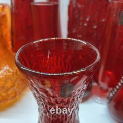 Whitefriars Geoffrey Baxter Ruby Red Hourglass Vase 9836 Original Sticker