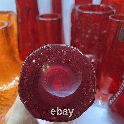 Whitefriars Geoffrey Baxter Ruby Red Hourglass Vase 9836 Original Sticker
