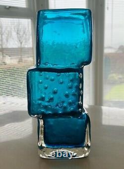 Whitefriars Glass Drunken Bricklayer vase Art glass. Kingfisher blue