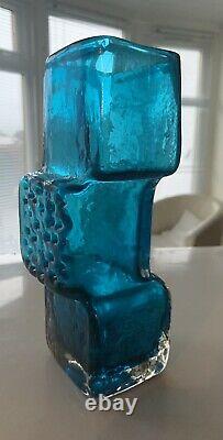 Whitefriars Glass Drunken Bricklayer vase Art glass. Kingfisher blue
