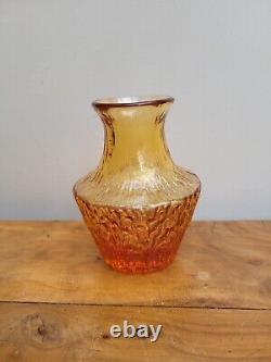 Whitefriars Glass Pot Bellied Vase Textured Golden Amber c1960s Geoffrey Baxter