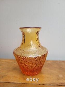 Whitefriars Glass Pot Bellied Vase Textured Golden Amber c1960s Geoffrey Baxter