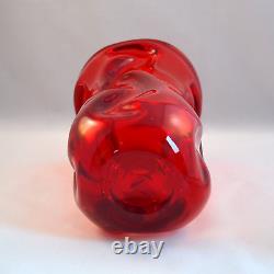 Whitefriars Patt. No 9609 Large Ruby Red Knobbly Art Glass Vase G. Baxter