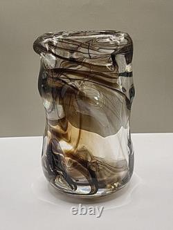 Whitefriars Vintage Knobbly Glass Vase Streaky Brown 1964 W Wilson H Dyer VGC