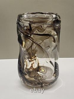 Whitefriars Vintage Knobbly Glass Vase Streaky Brown 1964 W Wilson H Dyer VGC