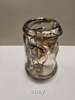 Whitefriars Vintage Knobbly Glass Vase Streaky Brown 1964 W Wilson H Dyer VGC