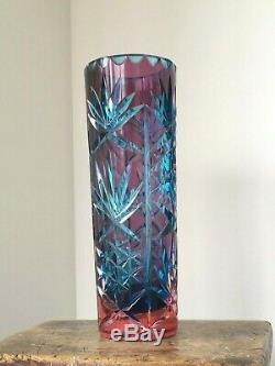 Wild Czech art glass vase 1960's cut and cased sommerso