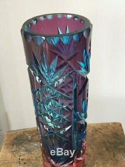Wild Czech art glass vase 1960's cut and cased sommerso
