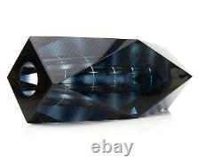 World Class! Murano Art Glass Faceted Space Age Block Vase Dusky Blue Unusual